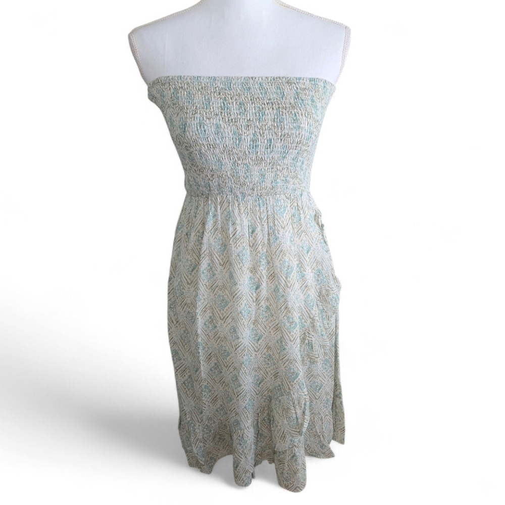 Doe & Rae Strapless Geometric Print Dress NWOT